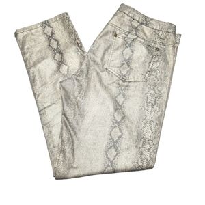 V Cristina Metallic Snakeskin Print Jeans in Silver and Gray